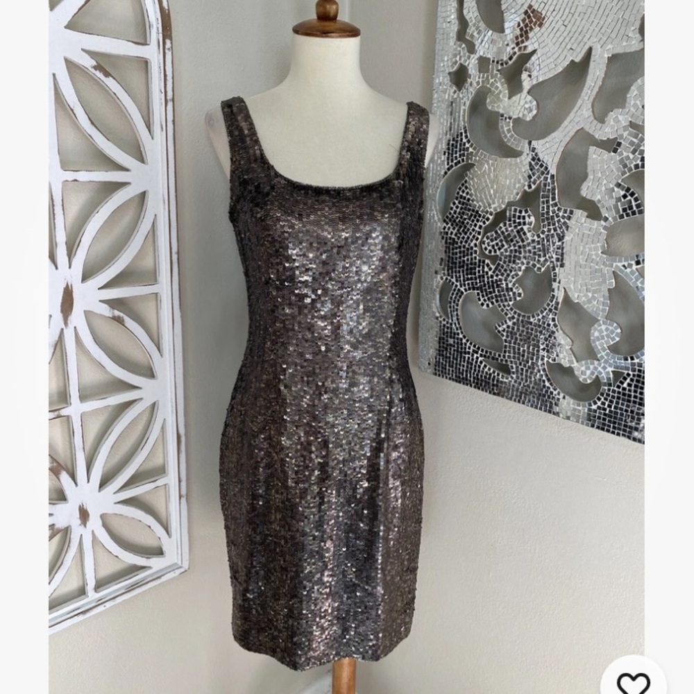VINTAGE NITELINE DELLA ROUFOGALI size 6 SEQUIN BEAD EMBELLISHED SHEATH DRESS